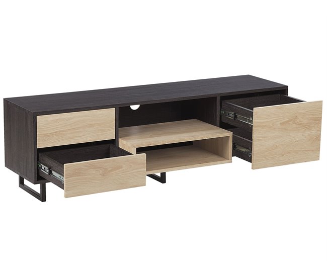 Beliani Mesa de TV MADERA 140 Castanho