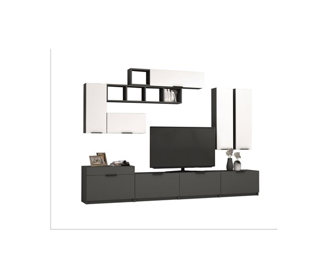 Compacto de TV STONE branca e cinza 280cm Branco