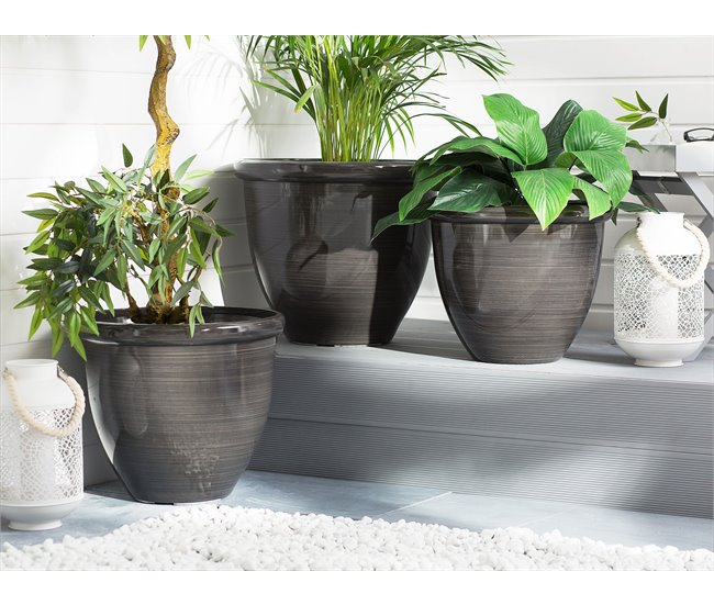 Beliani Conjunto de 2 vasos para plantas TESALIA Castanho