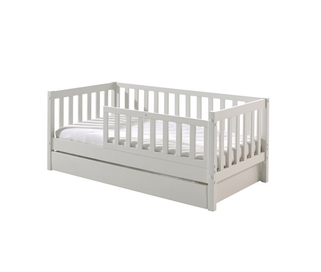 Cama Vipack Tod com estrado de molas e gaveta Branco