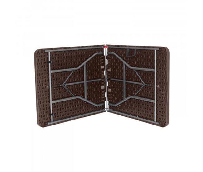 Mesa dobrável retangular com efeito rattan Thinia Home Castanho