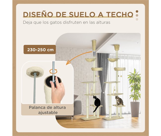 Arranhador para Gatos Aglomerado, Pelúcia e Sisal PawHut Cru