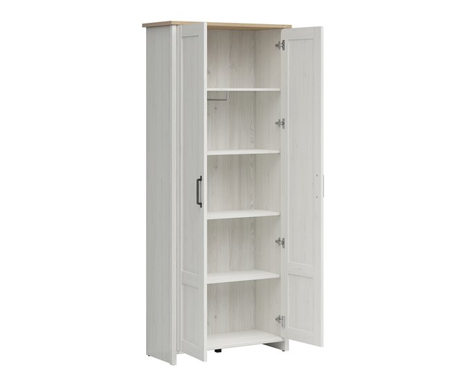 Armário de 2 portas Aksel Natural/ Branco