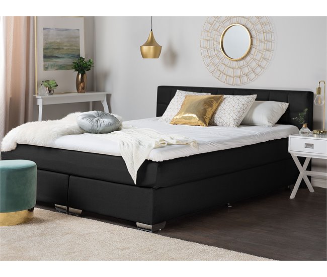 Beliani Cama continental Poliéster ADMIRAL 151x212 Preto