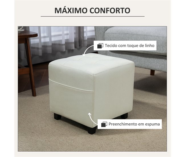 Apoio para os Pés Poliéster HOMCOM, casa - quarto Cru