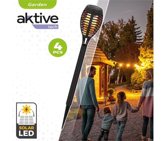 Pack 4 de jogo solar de efeito de chama Aktive Tech Preto