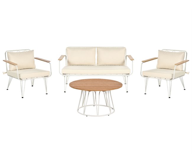 Beliani Conjunto lounge Aço MONTESILVANO Bege