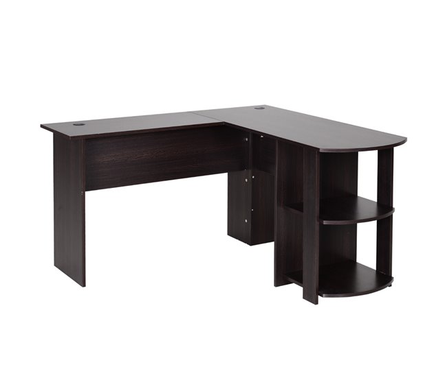 Secretária de Canto MDF HOMCOM, escritório - secretárias 136x130 Preto