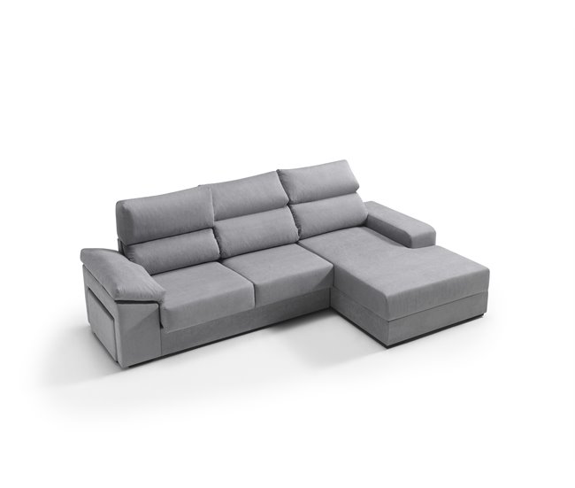 Chaise longue dereita com arrumação RUBIK Cinza