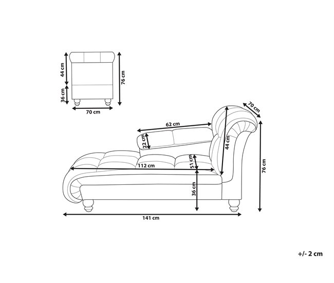 Beliani Chaise longue à direita Veludo LORMONT Cinza Claro