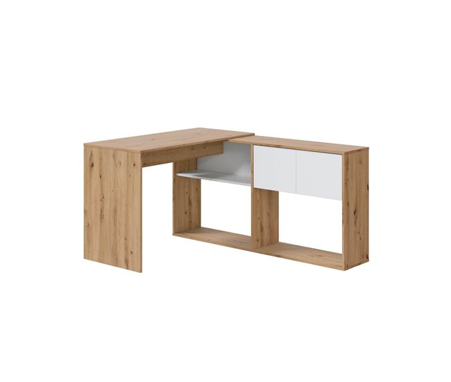 Mesa com efeito de madeira Branco/ Madeira