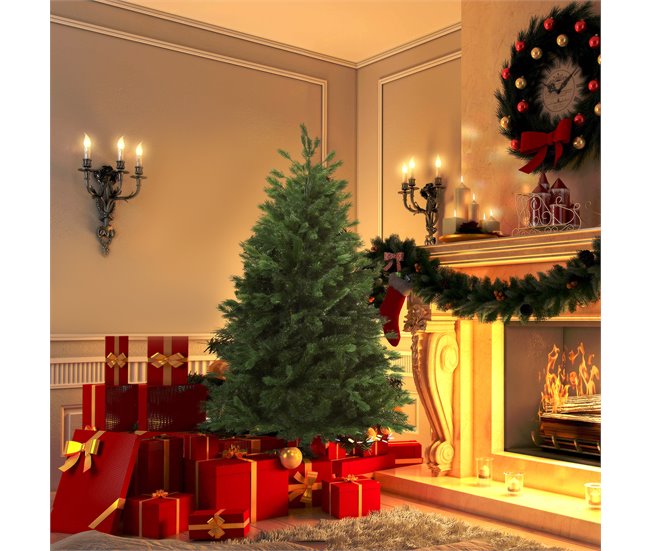 Árvore de Natal Pontas de PVC e PE, Base de aço e suporte HOMCOM Verde