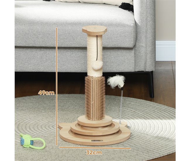 Arranhador para Gatos MDF, Sisal, PE PawHut Castanho