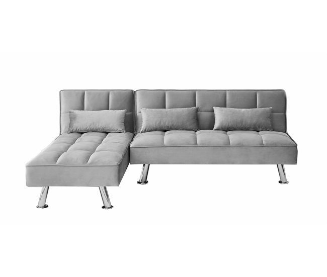 Sofá-cama chaise longue Cinza Claro