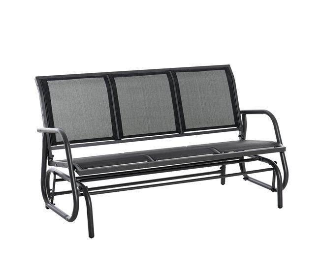 Banco de Balanço metal, tecido textilene Outsunny Preto