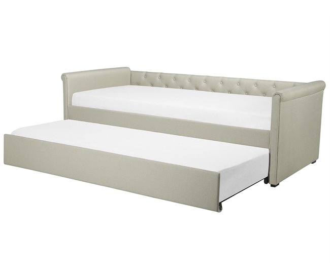 Beliani Cama com estrado Poliéster LIBOURNE 184x220 Azul Marino