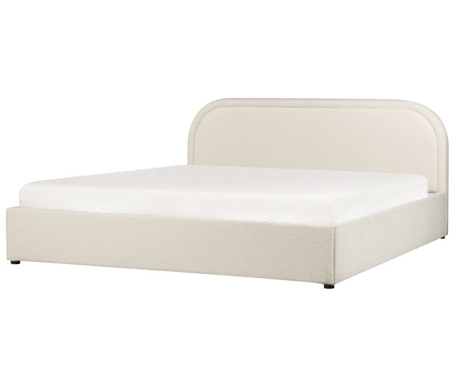 Beliani Cama com armazenamento Bouclé QUILLIEN 192x217 Bege