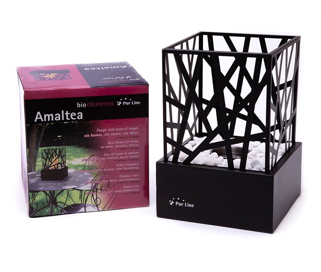 Lareira de mesa a etanol com design em aço esmaltado Preto