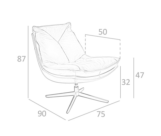 ANGEL CERDA Poltrona giratório em pele castanha Nogal