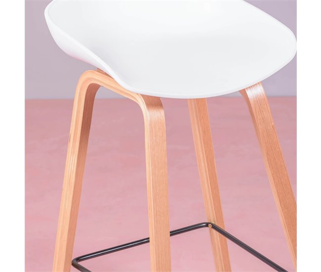 Banqueta nórdica com pernas em faia  - Daxer Branco