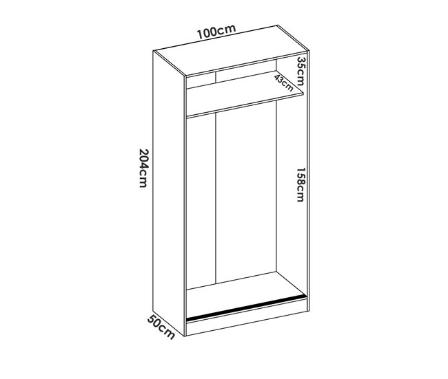 Armário 2 portas com efeito madeira 100 Branco