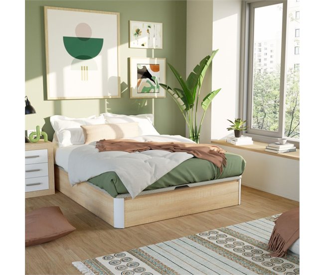 Sommier rebatível luxo S-Max 3D 150x190 Natural/ Branco
