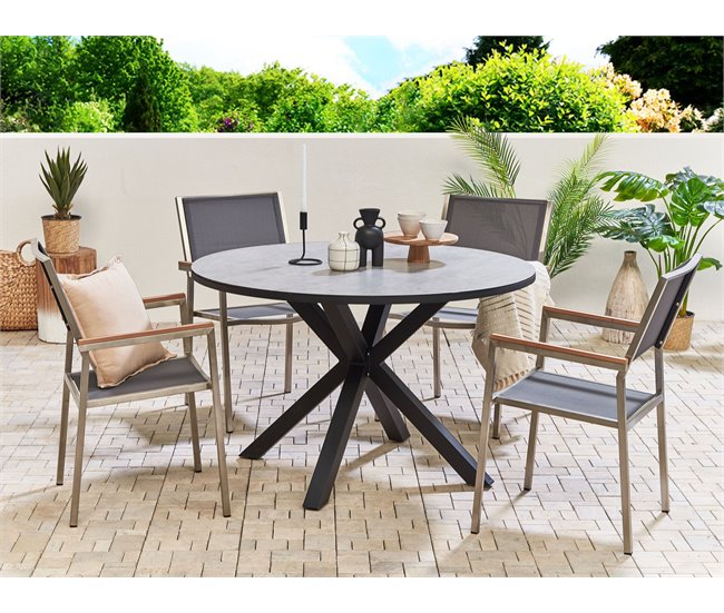 Beliani Mesa redonda MALETTO 120x120 Cinza