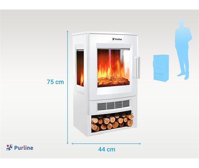 Fogão elétrico de chão de grandes dimensões com controlo WiFi App Branco