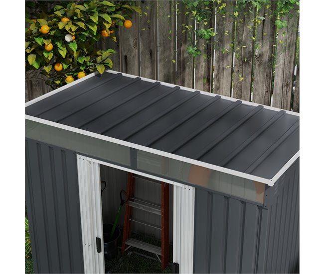 Abrigo de Jardim Aço Galvanizado Outsunny Cinza
