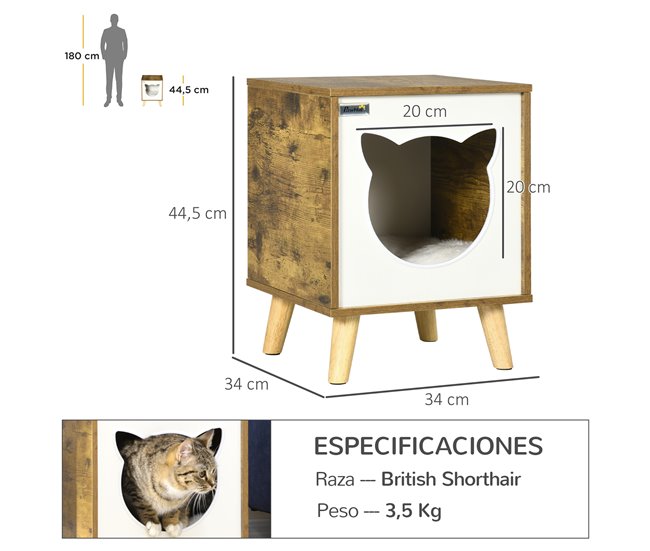 Casa para Gatos MDF, Melamina, Madeira de Pinho e Pelúcia PawHut Vermelho
