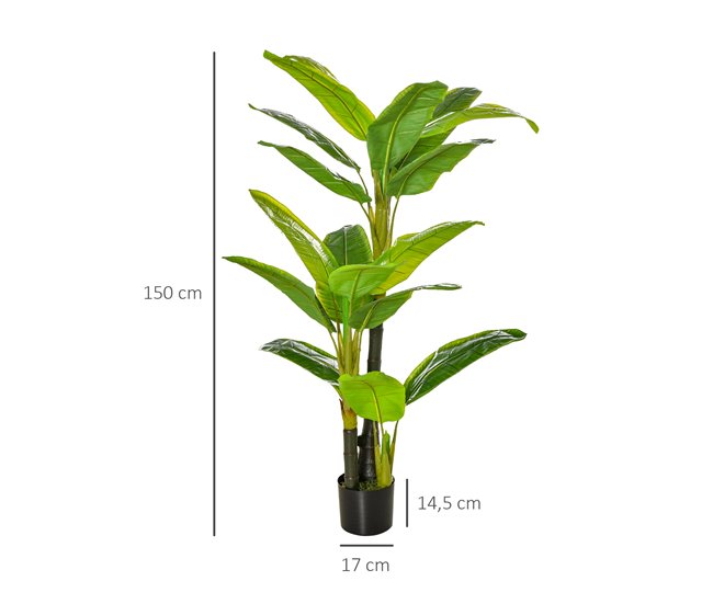 Bananeira Artificial PEVA, PE, Cimento HOMCOM, casa - decoração Verde