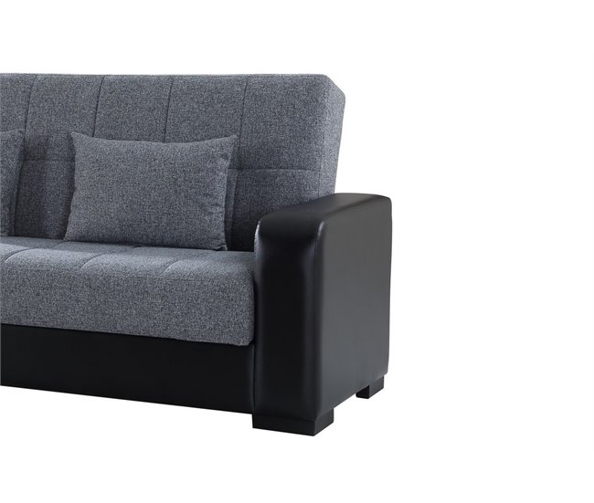 Sofá cama PRIMA  3 lugares preto cinza Preto / Cinza