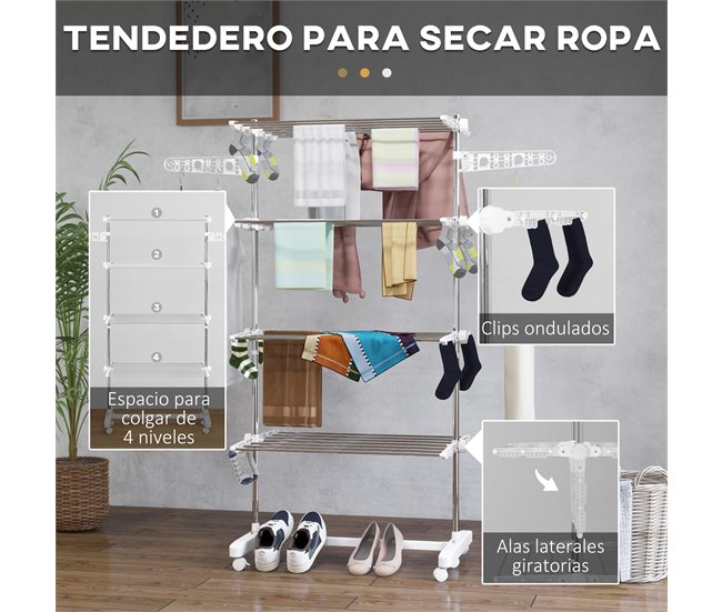 Estendal ABS, PP e Aço HOMCOM, loja de ferragens - lavanderia Cinza