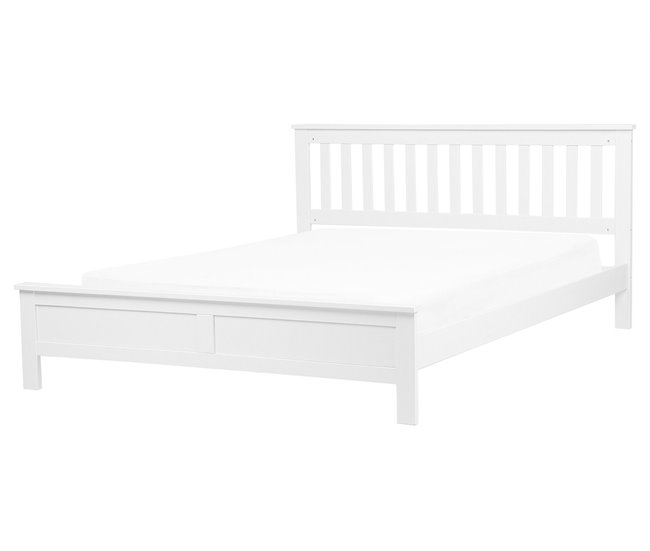Beliani Cama com estrado Pinho MAYENNE 169x208 Branco