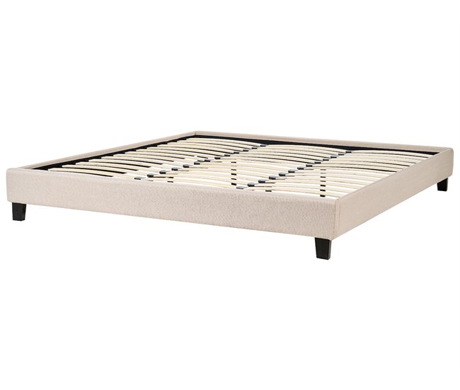 Beliani Cama com estrado Poliéster ROANNE 189x211 Bege