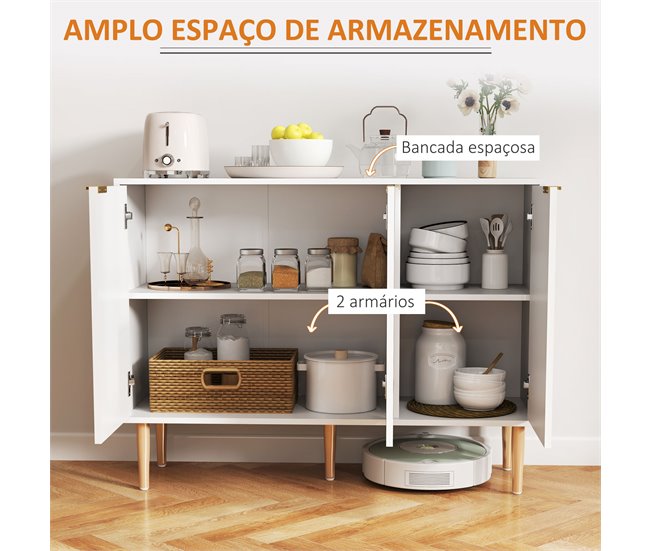 Aparador Melamina de Madeira HOMCOM Branco