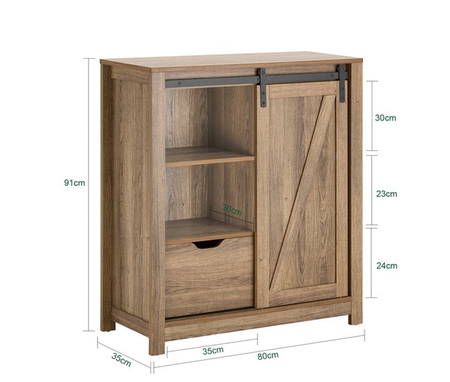 Aparador SoBuy FSB59-BR - Porta deslizante Granary Castanho