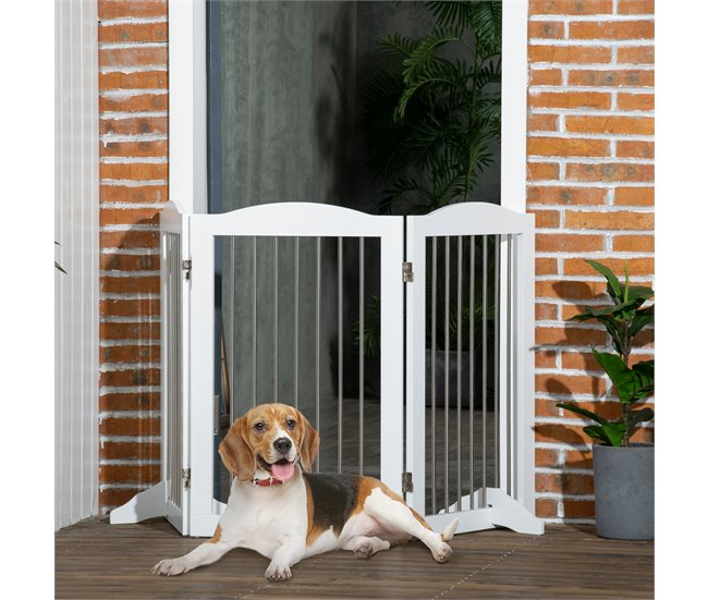 Barreira de Segurança para Animais de Estimação MDF e Aço PawHut Branco