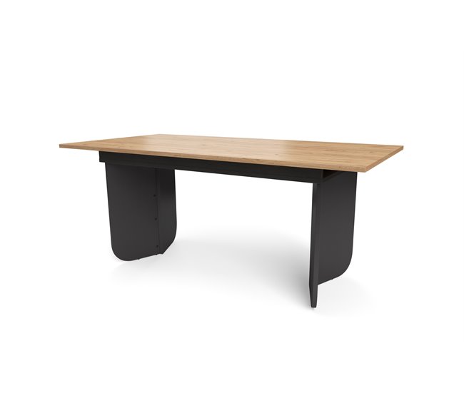 Mesa de jantar extensível ARUBA Preto/ Madeira