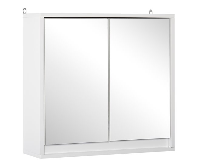 Armário de Casa de Banho Melamina de Madeira, MDF e Vidro HOMCOM 48 Branco