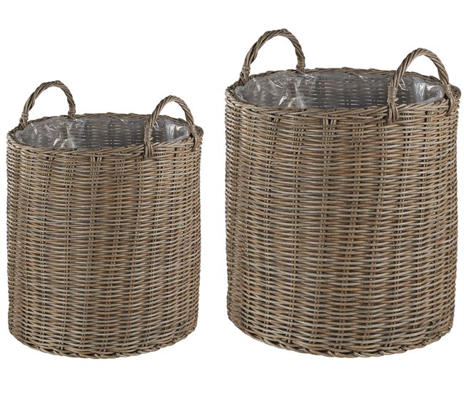 Beliani Conjunto de 2 vasos para plantas BITOLA Areia