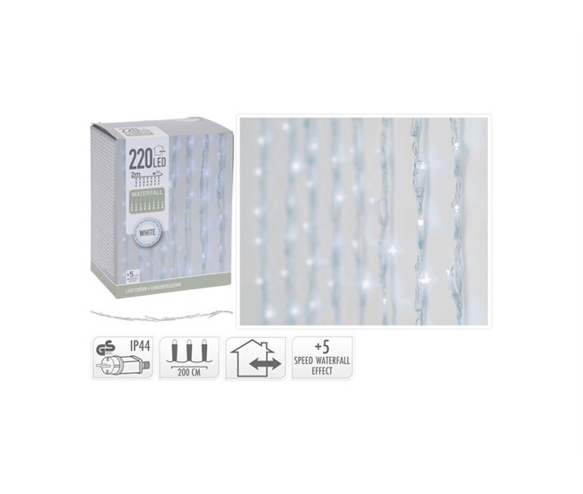 Cortina de luzes LED 100x200cm Branco