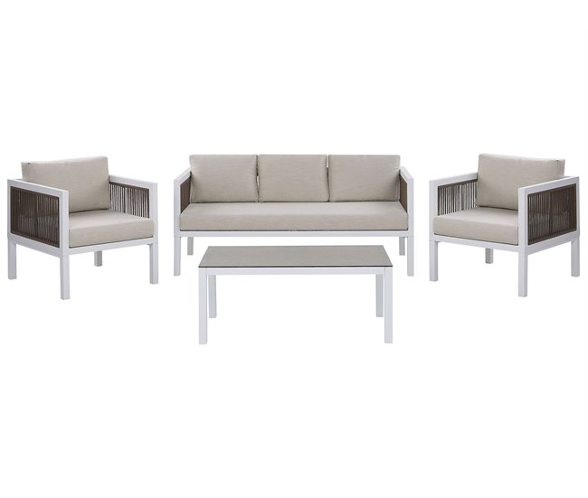 Beliani Conjunto lounge Alumínio BORELLO Branco