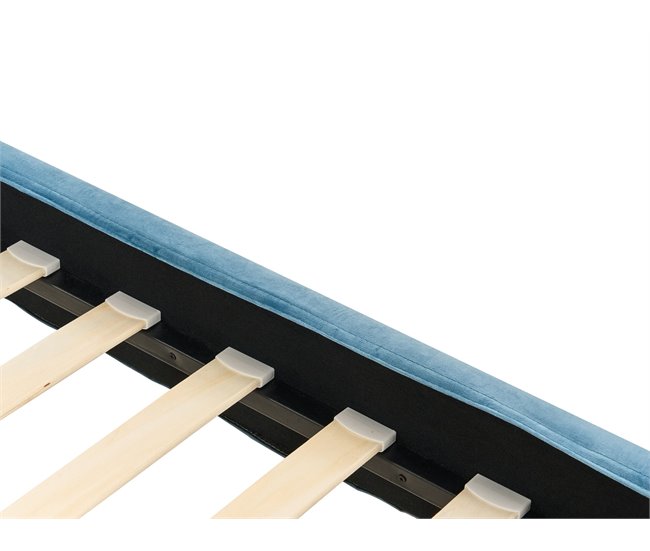 Beliani Cama Veludo FITOU 100x214 Azul Claro