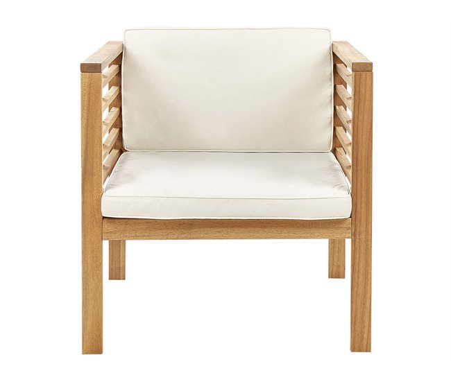 Beliani Conjunto lounge Madeira de acácia PACIFIC Branco/ Bege
