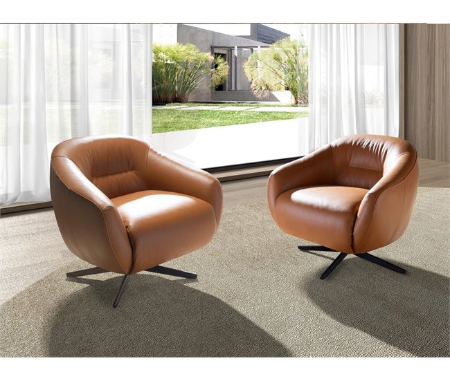 ANGEL CERDA Poltrona giratório em pele castanha Castanho