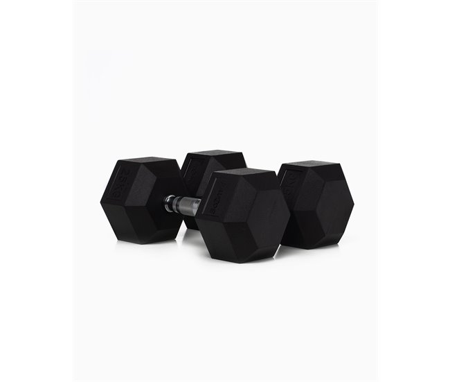 Halteres Hexagonais 25Kg (Par) - BOOMFIT Preto