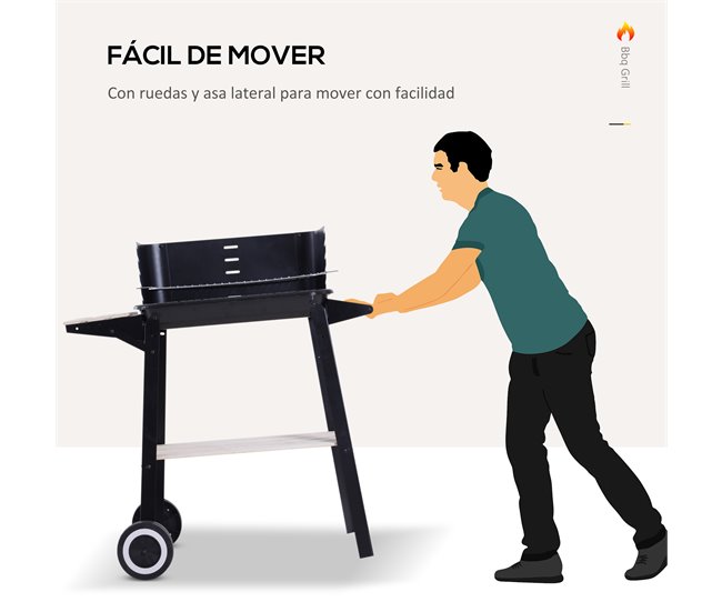 Barbecue a Carvão Metal e Porcelana Outsunny Preto