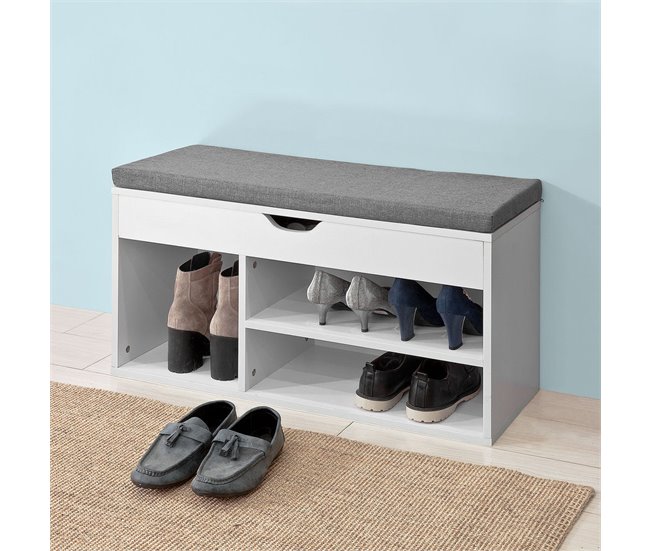 Banco para sapatos com gaveta e 3 compartimentos FSR45-HG SoBuy Cinza