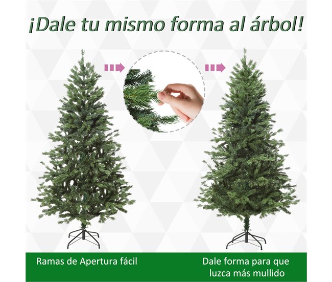 Árvore de Natal Pontas de PVC e PE, Base de aço e suporte HOMCOM Verde